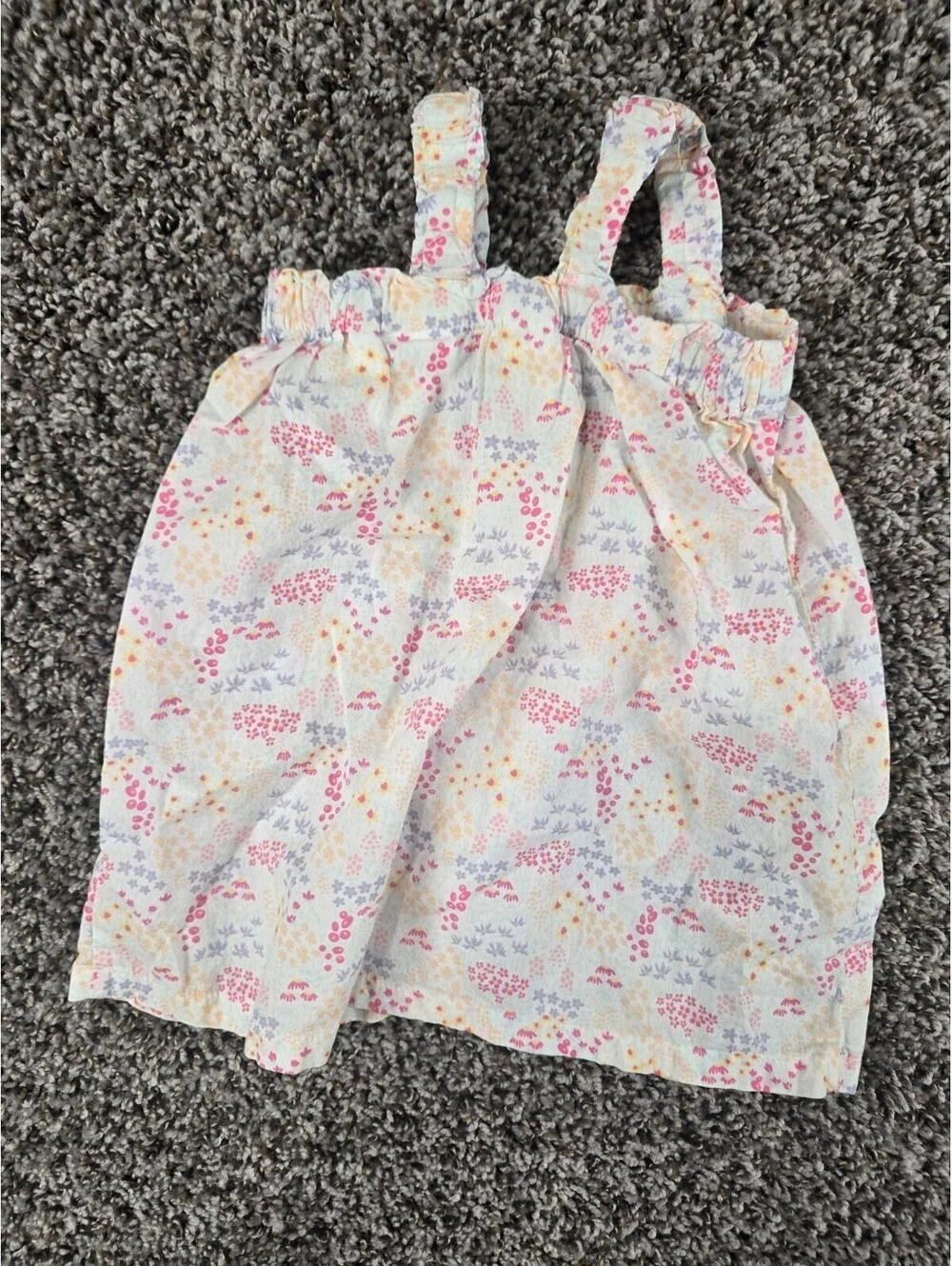 H&M Baby Girls Sz 9M Sleeveless Sundress Dress White Bright Floral Print